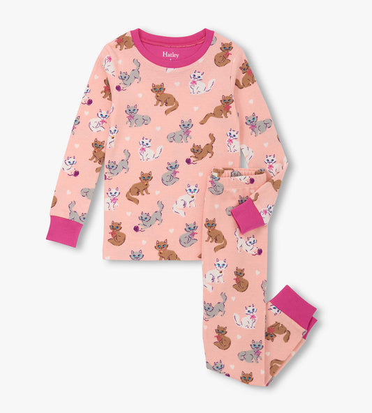 Hatley "Schlafanzug lang" mit Kätzchen - Puderrosa