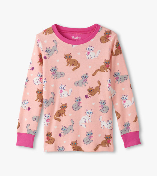 Hatley "Schlafanzug lang" mit Kätzchen - Puderrosa