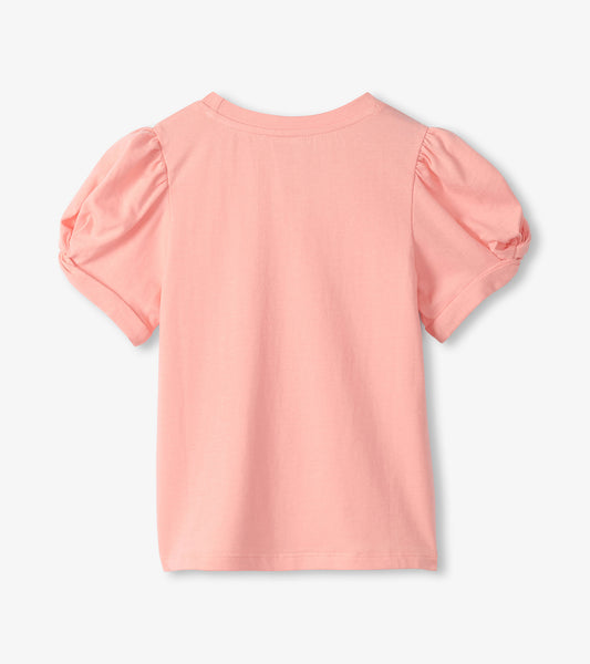Hatley T-shirt mit verdrehten Ärmeln - Apricot Blush